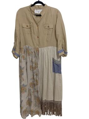 Shari B. Green Dress Womens O/S Duster Jacket Re-made America USA Lagenlook Arts